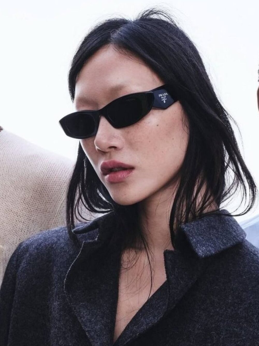 Prada PRB16S 16K08Z Sunglasses Black Rectangle Frame, Grey Lenses